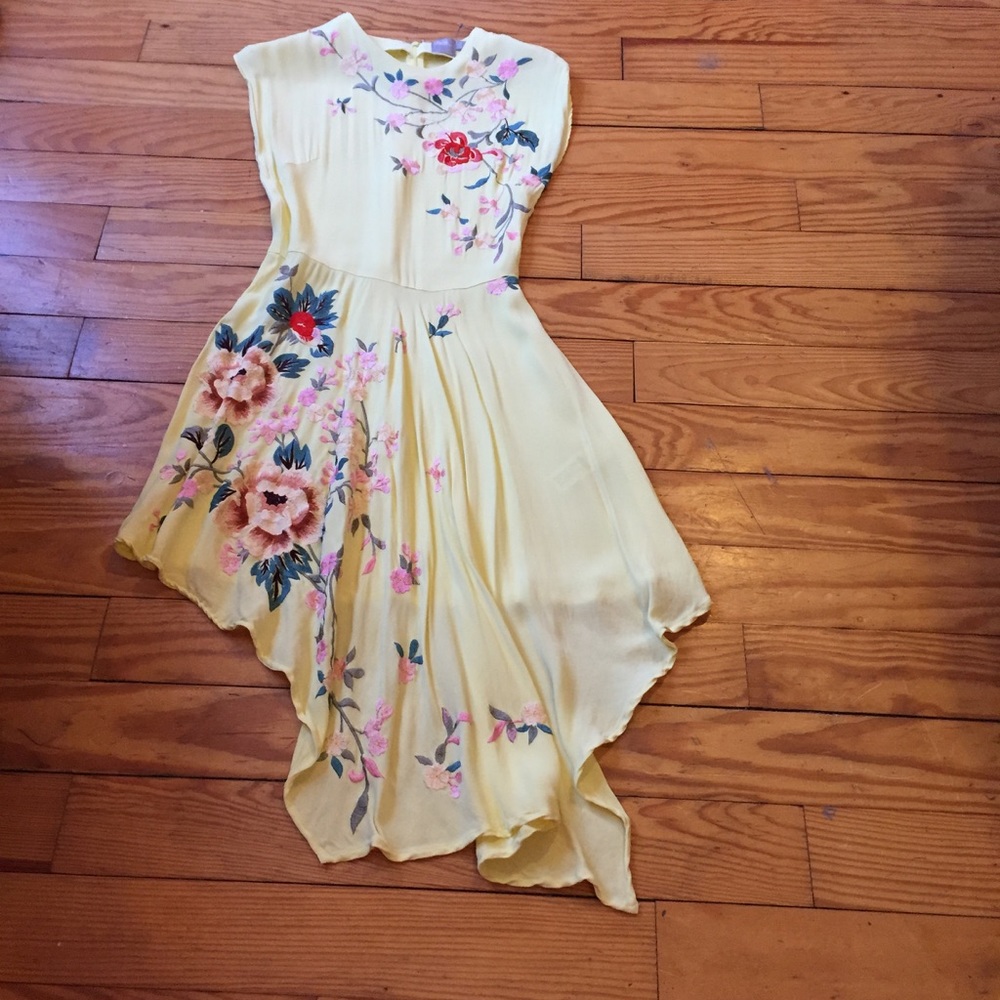 Light yellow asymmetrical dress